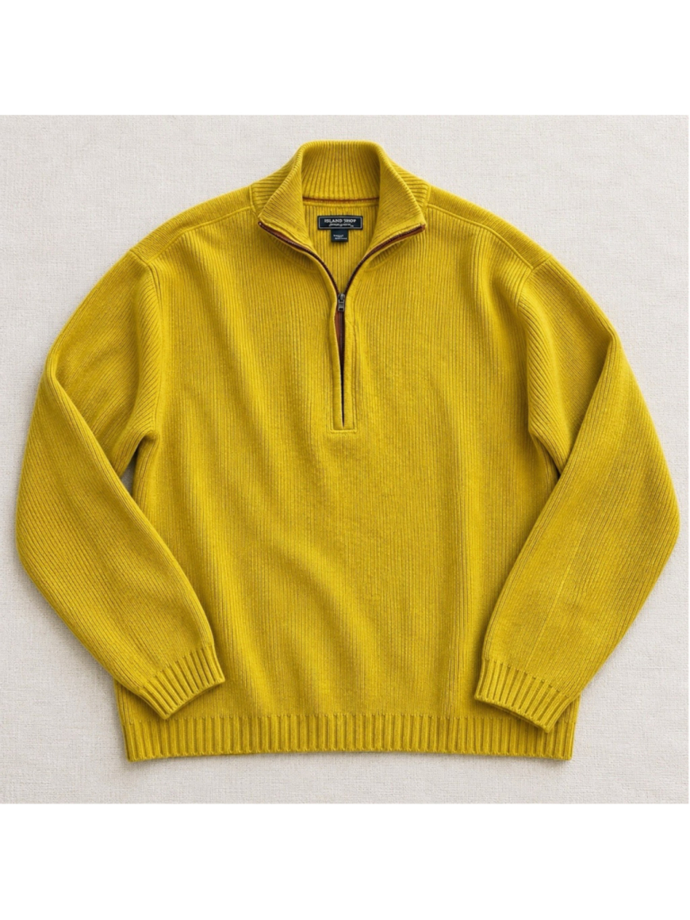 Tommy Bahama Quarter Zip Mustard Yellow 100% Cashmere Sweater XXL